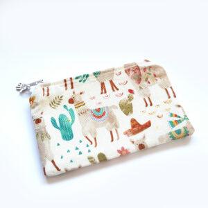 Llama And Cactus Mini Zipper Pouch - Cute Coin Purse Card Holder Medication or Small Item Organiser
