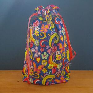 Medium Reusable Gift Bag - Peace and Love Print - Eco Friendly Fabric Gift Wrap or Storage Bag
