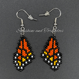 Handmade Beaded Monarch Butterfly Wing Earrings – Nature-Inspired Statement Jewellery