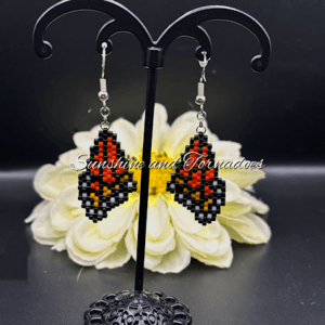 Handmade Beaded Monarch Butterfly Wing Earrings – Nature-Inspired Statement Jewellery