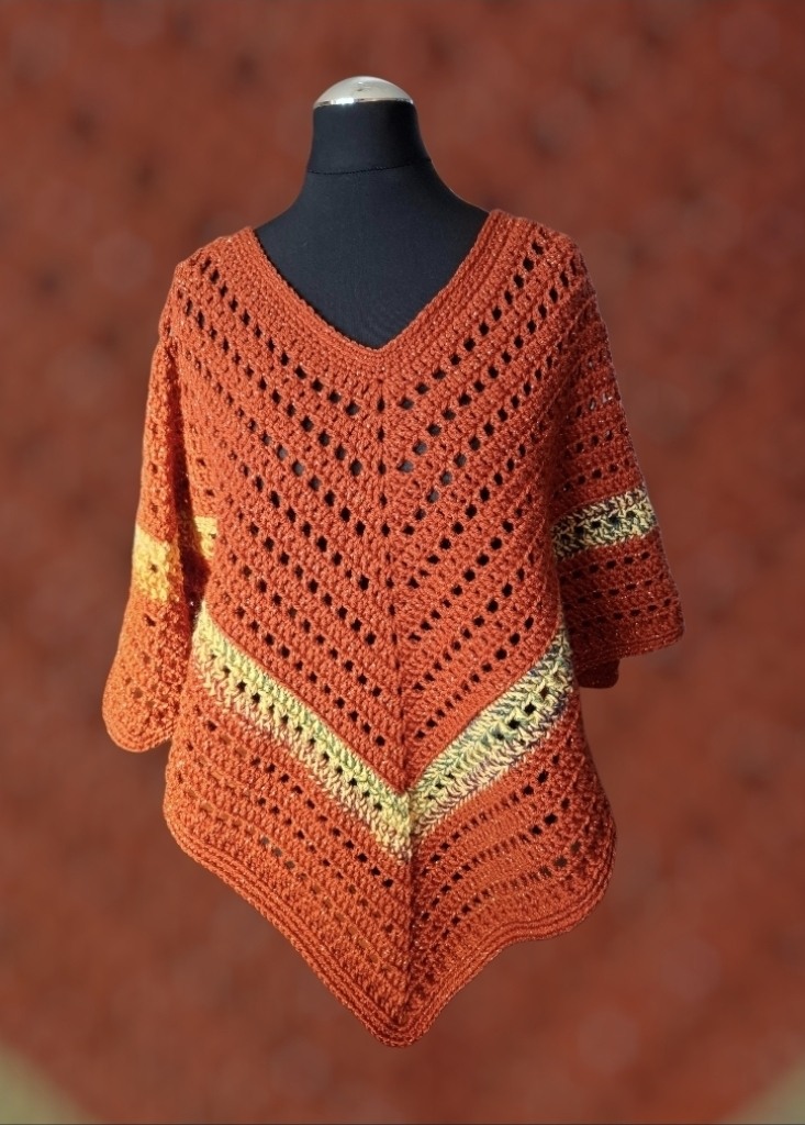 Sparkling Crocheted Poncho for Stylish Elegance