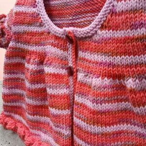 Hand- knitted sleeveless baby cardigan. Approx 6 to 9 mths. All proceeds to The Stroke Association