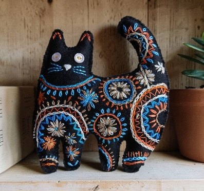 Made to order.Black cat decoration. Hand embroidered and filled with lavender. All proceeds to The Stroke Association - Image 2
