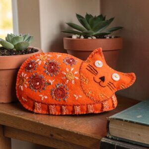 Made to order.Ginger cat decoration. Hand embroidered.Filled with lavender. All proceeds to The Stroke Association .