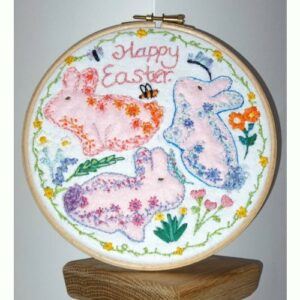 Easter Bunnies Embroidery Hoop Art Picture, Easter Decoration
