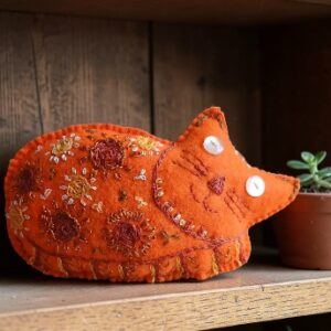 Ginger cat decoration. Hand embroidered and filled with lavender. All proceeds to The Stroke Association ..