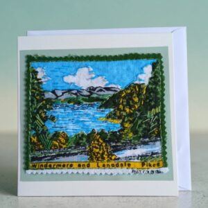 Greetings card, Lake District . Windermere and Langdale Pikes.All proceeds to The Stroke Association.