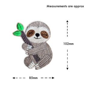 Knit stitch sloth hanging decoration shown with approximate measurements of 102mm height and 85mm width