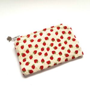 Strawberry Print Handmade Zipper Pouch - Coin Purse Card Holder Mini Organiser for Medication And Essentials