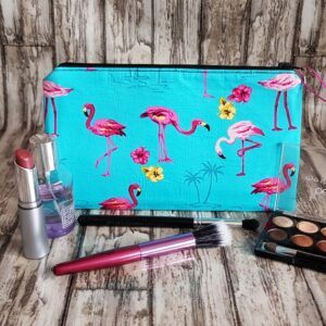 Tropical Flamingo Zipper Pouch - Medium Size Makeup Bag Pencil Case And Travel Organiser