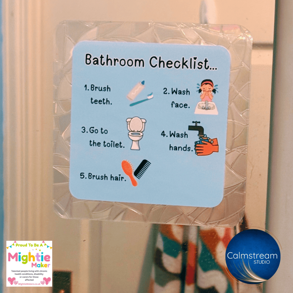 Visual Bathroom Routine Mirror Cling - Step-by-Step Reminder - Image 3