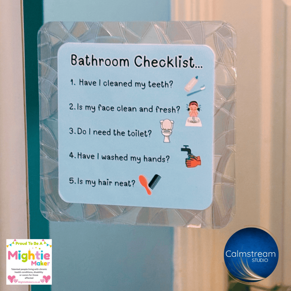 Visual Bathroom Routine Mirror Cling - Step-by-Step Reminder - Image 2
