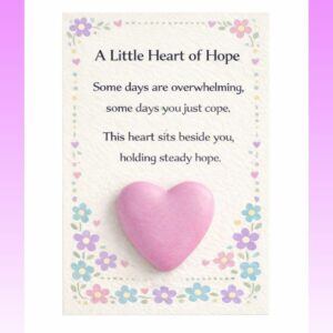 Handmade Comfort Heart Worry Stone – Best Friend, Mum or Tough Time Support Gift – Handmade Polymer Clay Comfort Token (Single or Pair)