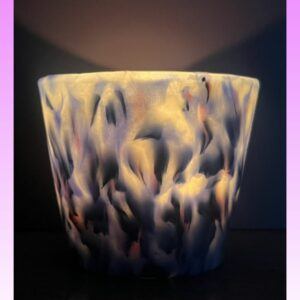 Handmade Translucent Tealight Holder – Marbled Blue Polymer Clay Candle Holder for Relaxation, Mindfulness and Calm Moments
