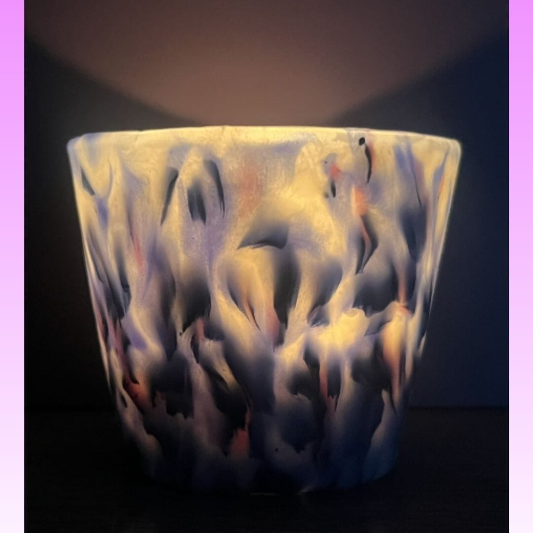 Handmade Translucent Tealight Holder – Marbled Blue Polymer Clay Candle Holder for Relaxation, Mindfulness and Calm Moments - Image 2