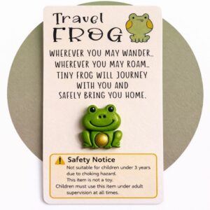 Travel Frog handmade polymer clay mindfulness stone on poem backing card with visible safety warning not suitable for children under 3 years and adult supervision required