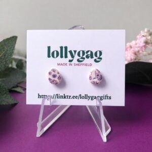 Blue Porcelain Chinoiserie Micro Stud Earrings – Handmade Polymer Clay Earrings UK