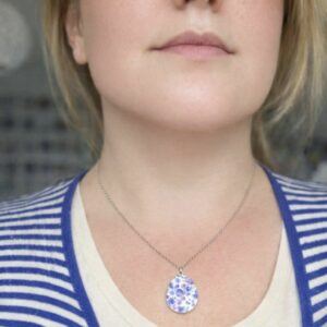 Blue Porcelain Chinoiserie Necklace – Handmade Blue and White Polymer Clay Pendant Necklace UK