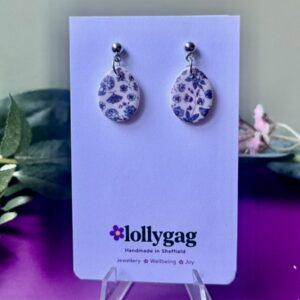 Blue Porcelain Chinoiserie Small Dangle Earrings – Handmade Blue and White Polymer Clay Earrings UK
