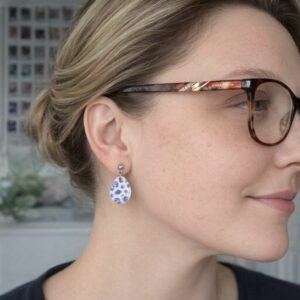 Blue Porcelain Chinoiserie Small Dangle Earrings – Handmade Blue and White Polymer Clay Earrings UK