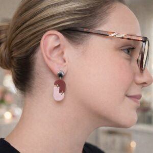 Blush & Berry Link Earrings – Handmade Polymer Clay Earrings | Lightweight Statement Earrings | Lollygag Jewellery Sheffield