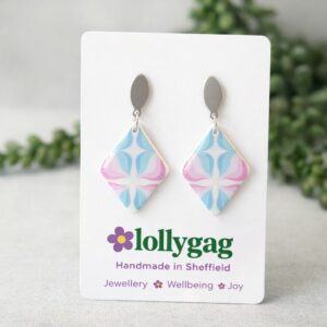 Transcendent Diamond Earrings – Handmade Polymer Clay Earrings from Vintage 1970s Wallpaper | One-of-a-Kind Pair | Lollygag Jewellery