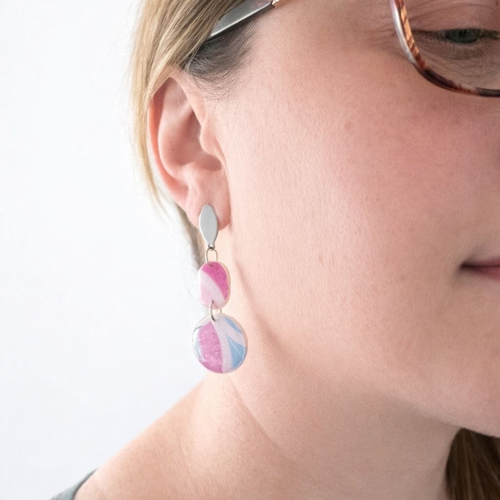 Transcendent Mosaic Earrings – Handmade Polymer Clay Earrings from Vintage 1970s Wallpaper | One-of-a-Kind Pair | Lollygag Jewellery - Image 2