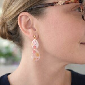 Translucent Floral Statement Earrings – Handmade Botanical Polymer Clay Earrings UK by Lollygag