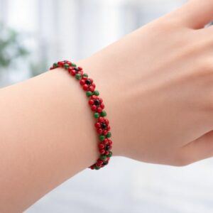 Poppy Beaded Bracelet – Handmade Floral Jewellery UK, Colourful Gift for Her