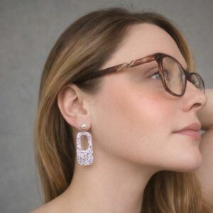 Bloomsbury Field Daybreak Blue Floral Statement Earrings with Pearl Studs Handmade Polymer Clay Jewellery UK