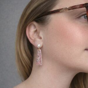 Bloomsbury Drop Rosegarden Pink Floral Statement Earrings with Pearl Studs Handmade Polymer Clay Jewellery UK