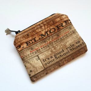 Vintage Rulers Handmade Zipped Pouch - Coin Purse Medication Holder Small Organiser Bag