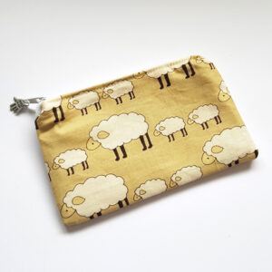 Woolly Sheep Handmade Zipped Pouch - Coin Purse Medication Holder Small Organiser Bag