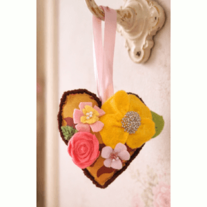 Hanging Floral Heart, with felt flowers