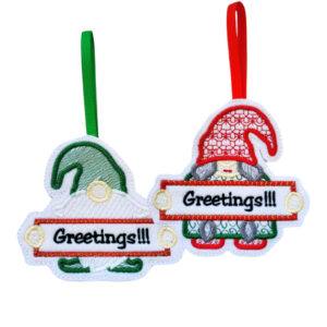 Christmas Greetings Gnome Tree Ornament – Male or Female Options