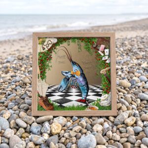 lobster quadrille print on pebbly beach