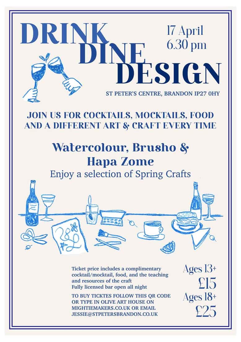 Drink Dine Design - Water Colour, Brusho & Hapa Zome (17th April 2026) Over 18 Ticket