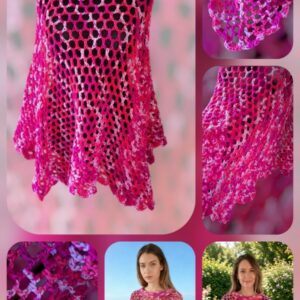 Pink Crochet Lacey Poncho for Stylish Outfits