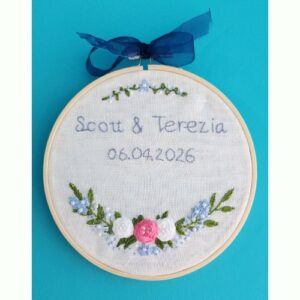 Custom Wedding Embroidery Hoop Art, 11cm, 16cm or 21cm