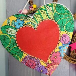 Hand-Painted Heart Shaped Canvas – Acrylic Paint Home Decor