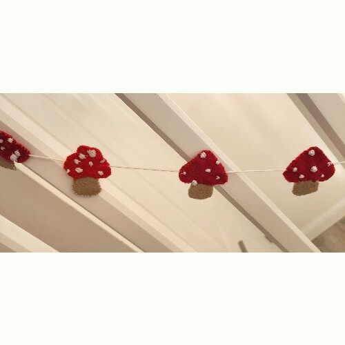 Handmade Felt Toadstool Garland, 154 cm long - Image 2
