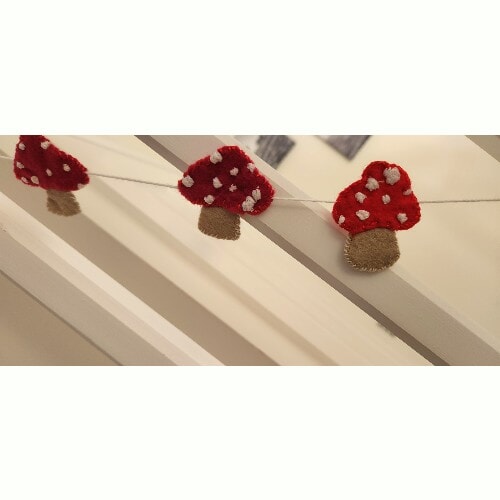 Handmade Felt Toadstool Garland, 154 cm long - Image 3
