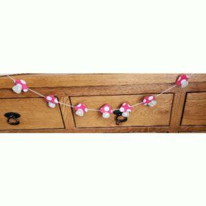 Handmade Felt Toadstool Garland, Short, 78cm long