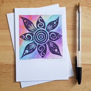At Rainbows End Greeting Card - Colourful Mandala-Style Doodle Blank Card for Any Occasion