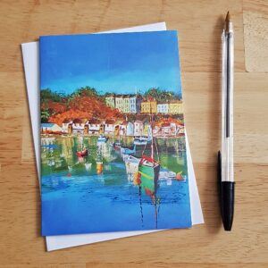 Bristol Harbour Greeting Card - Vibrant Acrylic Painting Print - Blank Any Occasion Harbour Scene