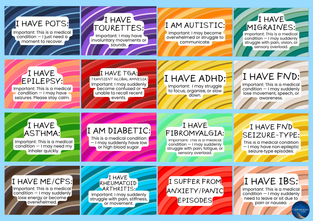 Chronic Illness & Hidden Disabilities Wallet Cards - Customizable Aluminium Lanyard Badges - Image 3