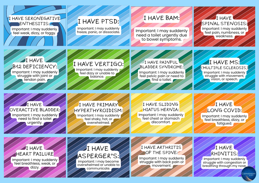 Chronic Illness & Hidden Disabilities Wallet Cards - Customizable Aluminium Lanyard Badges - Image 4