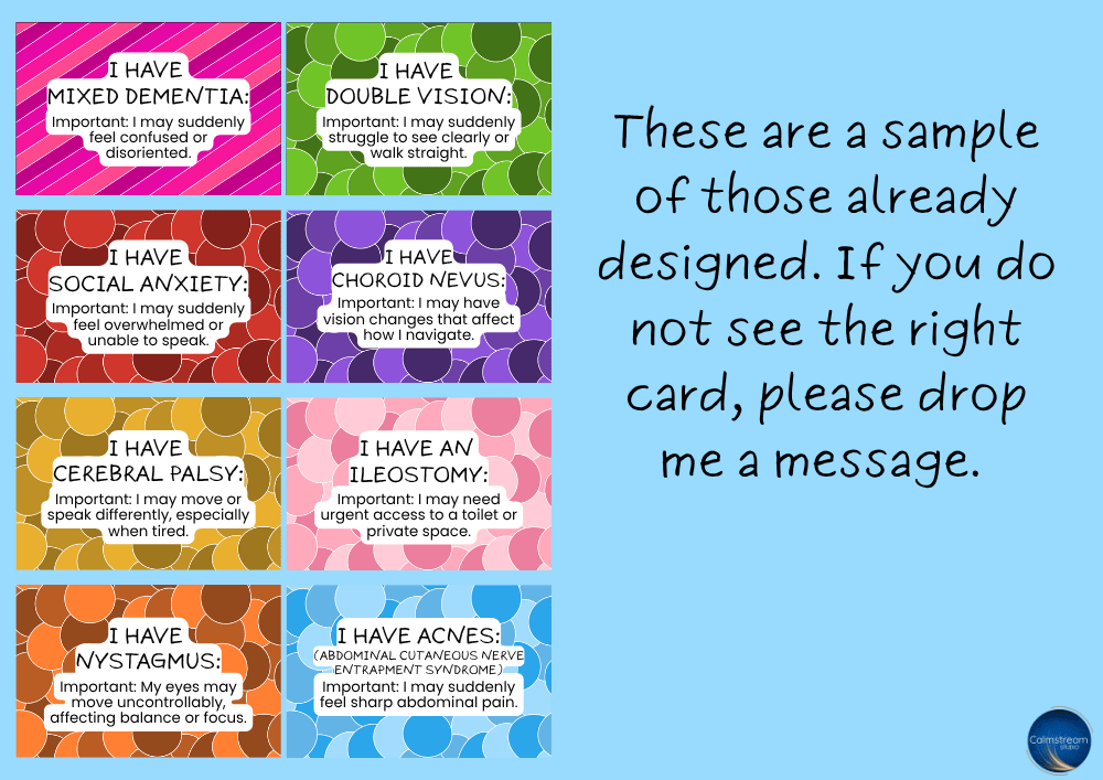 Chronic Illness & Hidden Disabilities Wallet Cards - Customizable Aluminium Lanyard Badges - Image 5