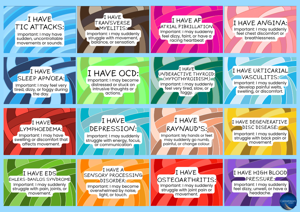 Chronic Illness & Hidden Disabilities Wallet Cards - Customizable Aluminium Lanyard Badges - Image 2