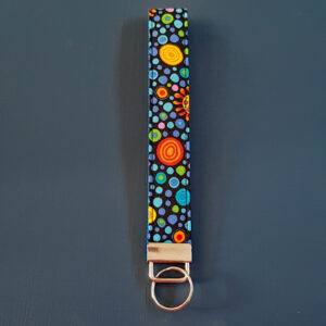 Colourful Spots Print Wristlet Keyfob - Handmade Fabric Keyring Strap in Bright Polka Dot Design